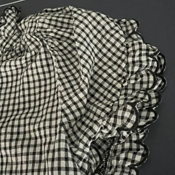 Max Studio Black and White Checked Short Sleeve top - Picture 3 of 4